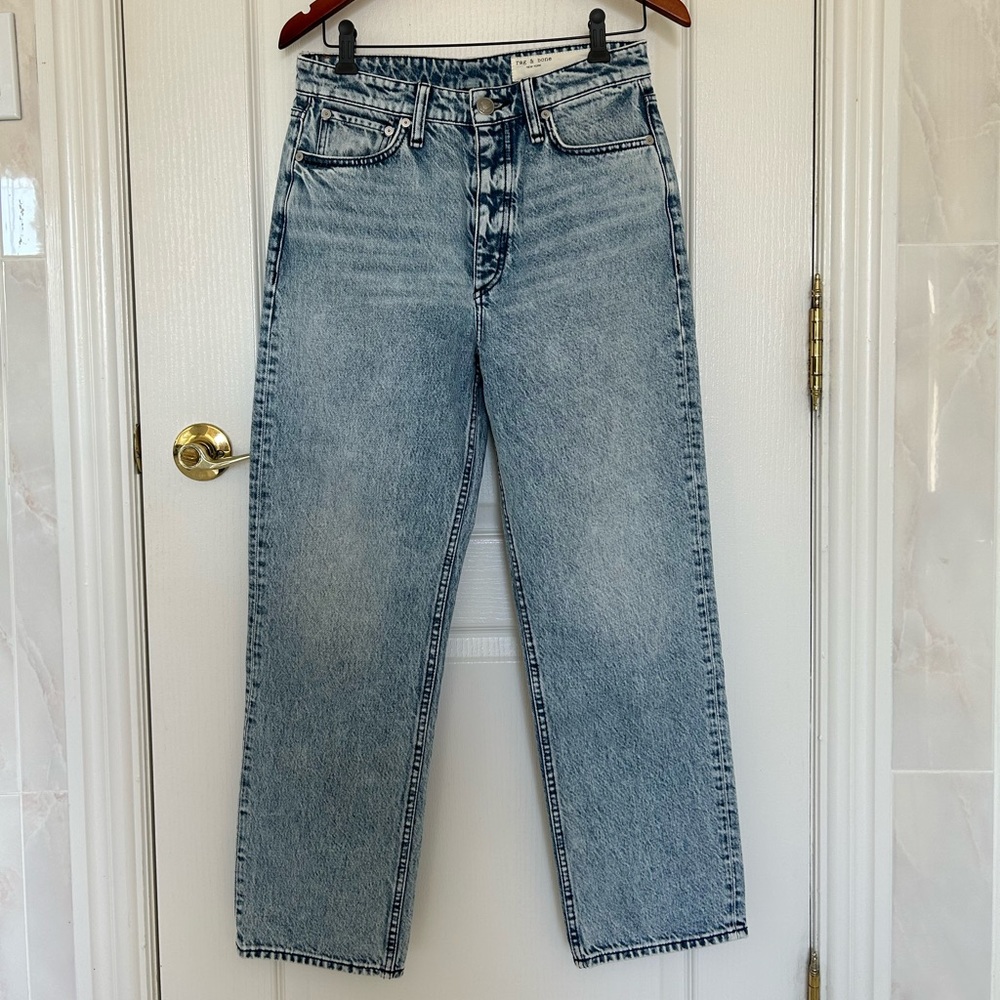 Rag & Bone Alex High Rise Ankle Straight Medium Blue High Waisted Jeans